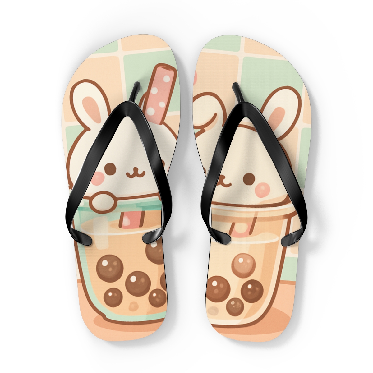 Pastel Boba Bunny Walks Flip Flops