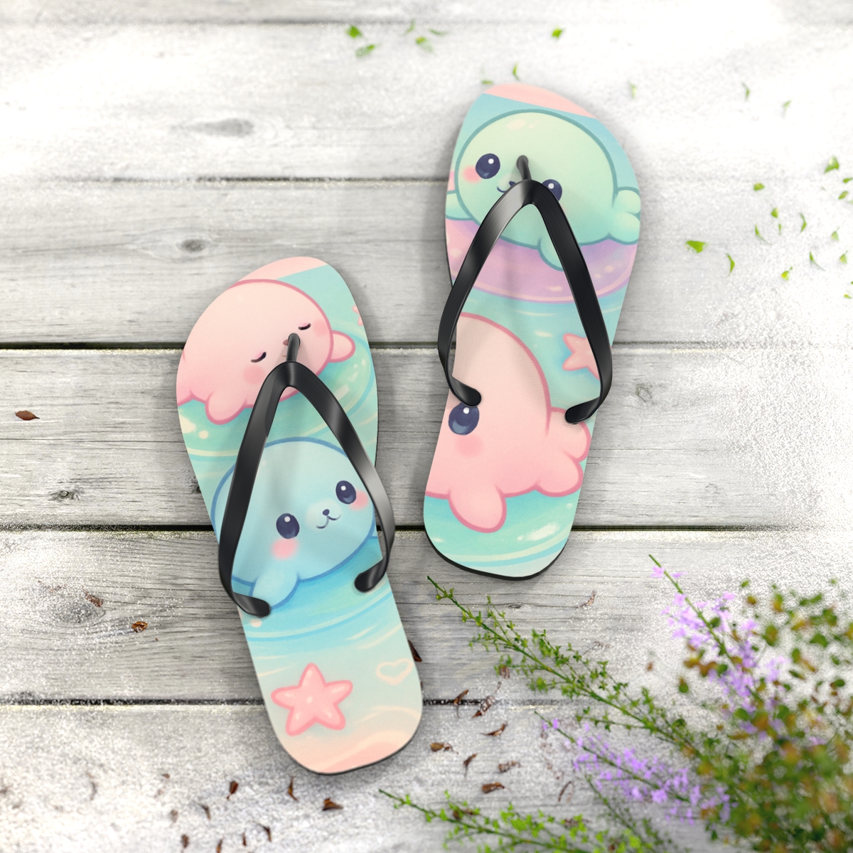 Cotton Candy Seal Float comfortable casual flip flops