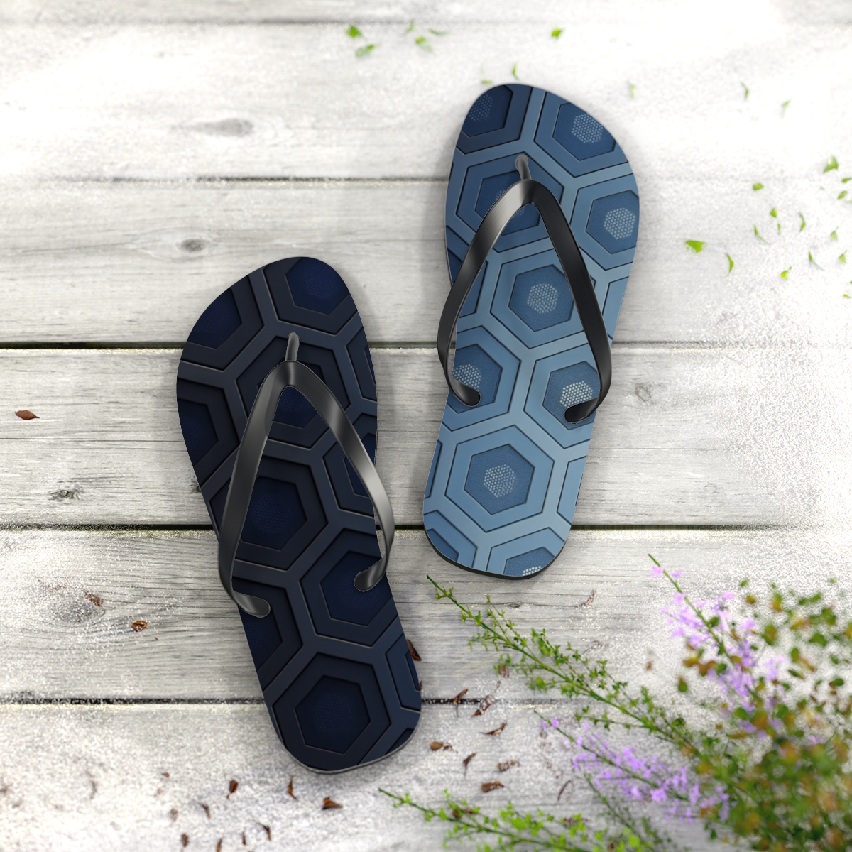 Hex Tiling Starfield Gradient personalized beach flip flops