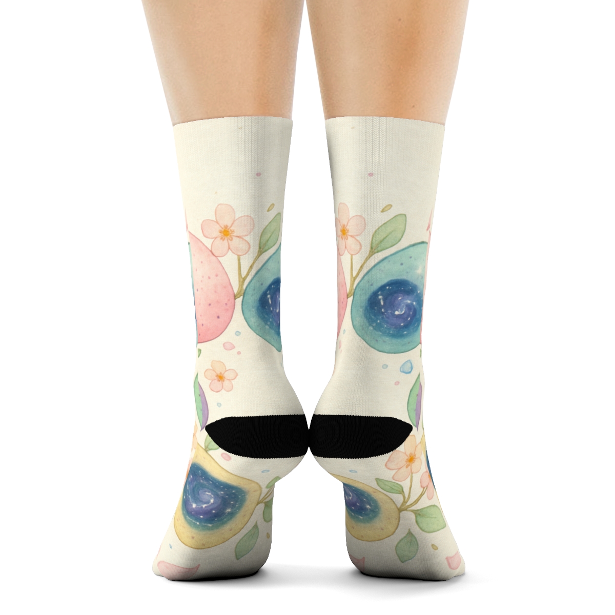 Spring Equinox Pastel Nebula Eggs stylish patterned socks