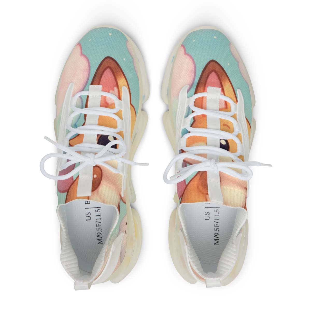 Cotton Candy Fox Float unique printed sneakers