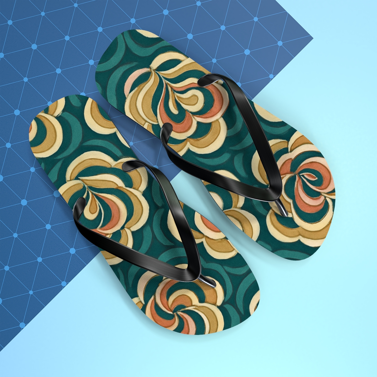 Peony Ripple Tessellation personalized beach flip flops