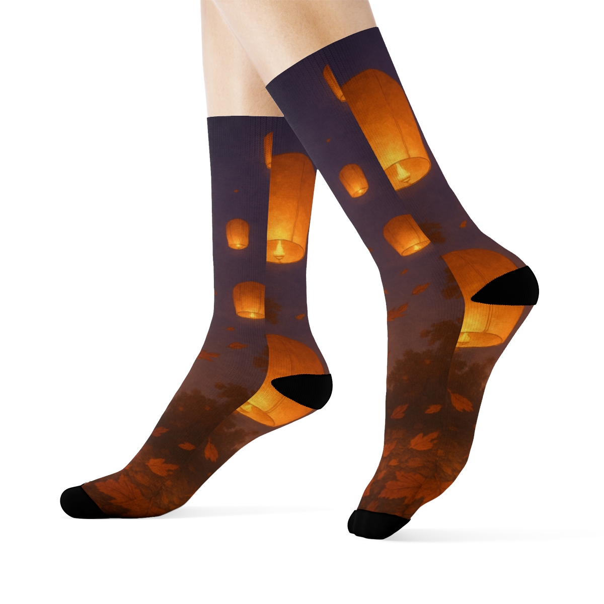 Autumn Ember Lantern Drift stylish patterned socks