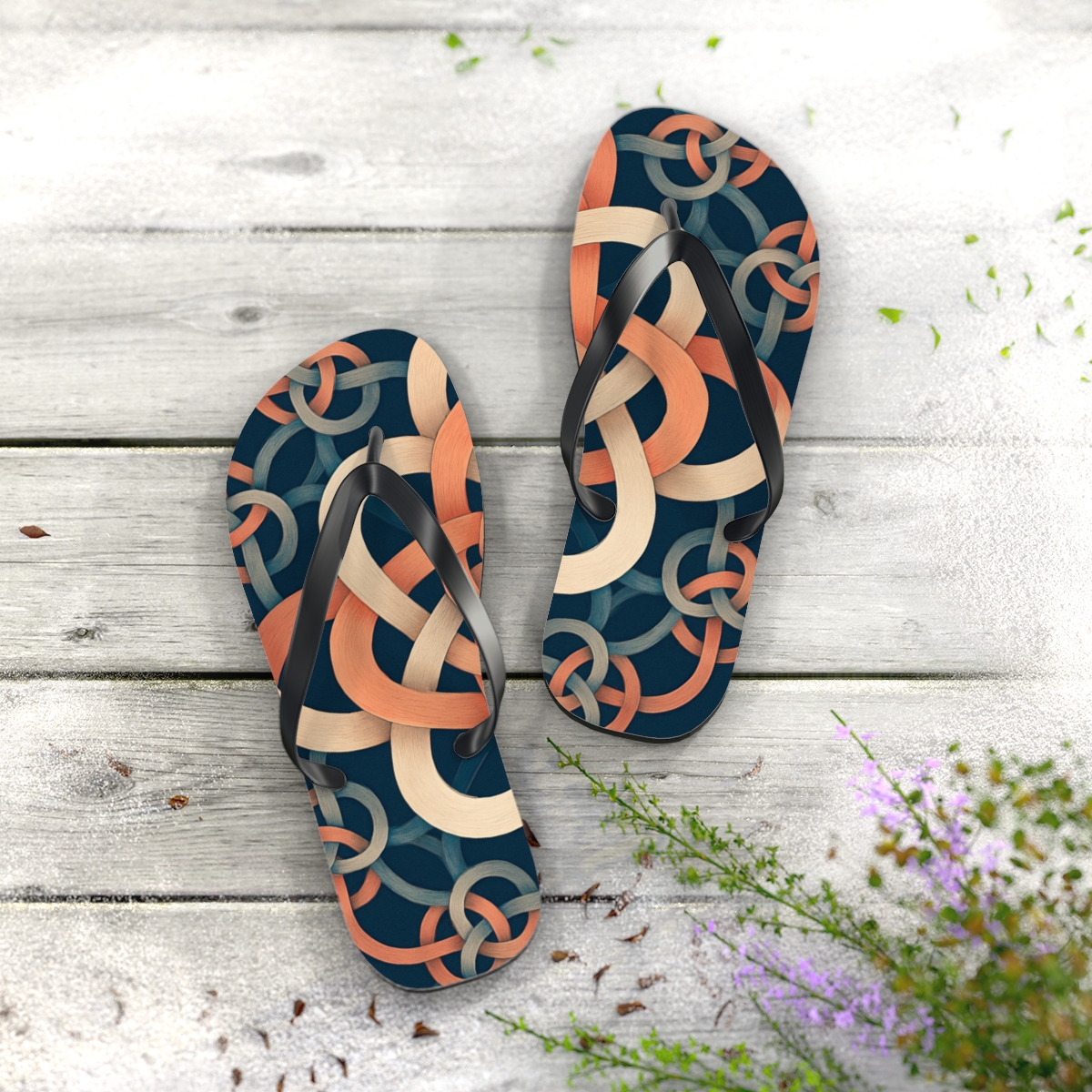 Cosmos Petal Interlace comfortable casual flip flops