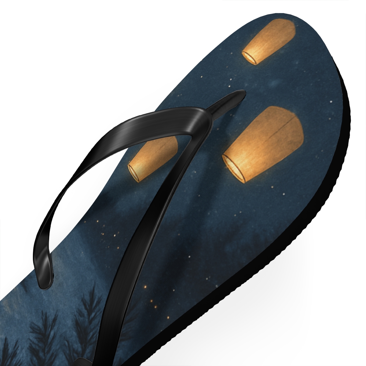 Winter Solstice Lantern Drift colorful rubber flip flops