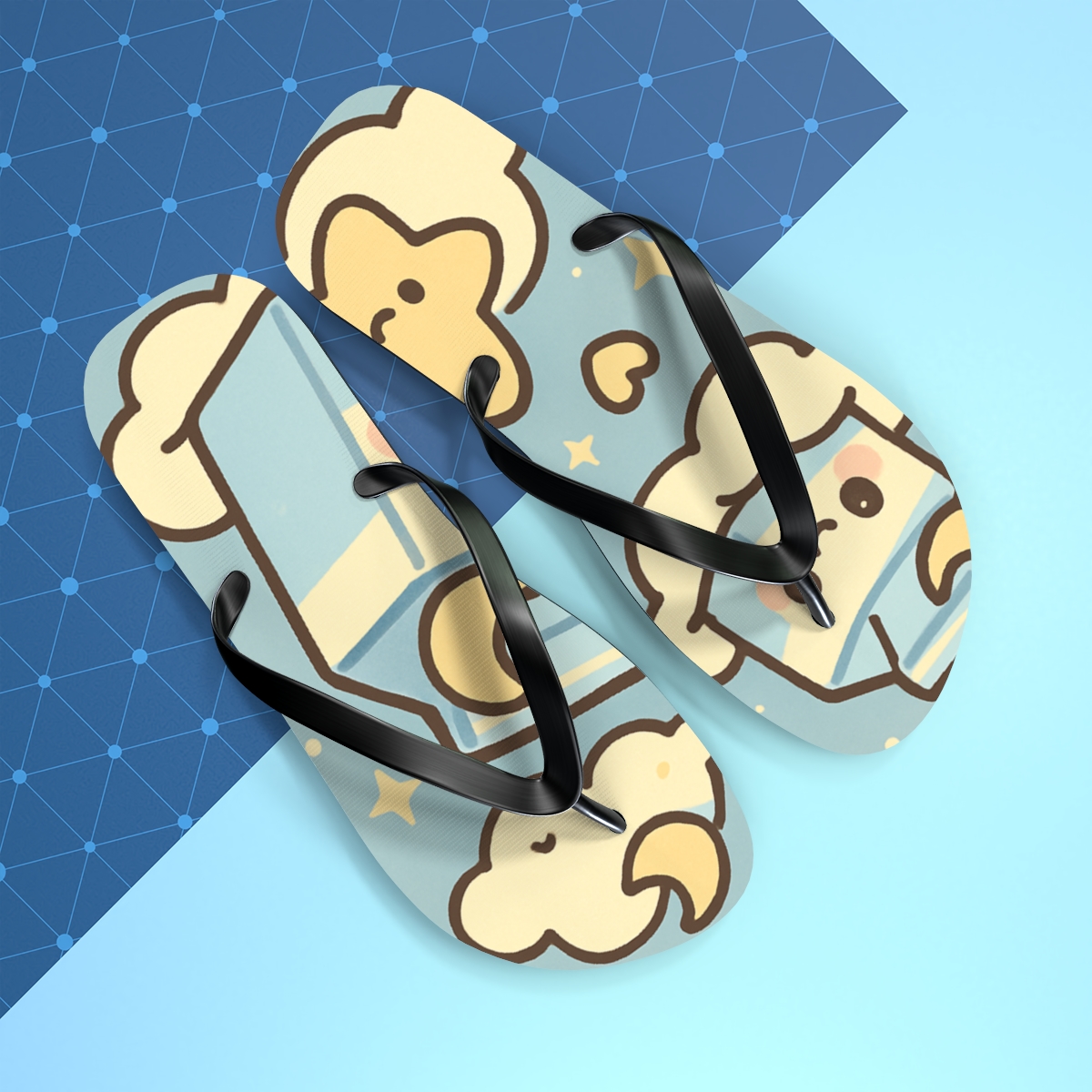 Sleepy Moon Milk Carton Crew trendy printed flip flops