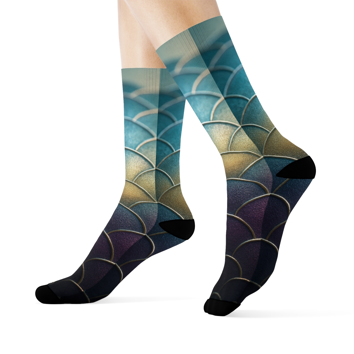 Iridescent Shell Mosaic unique printed socks
