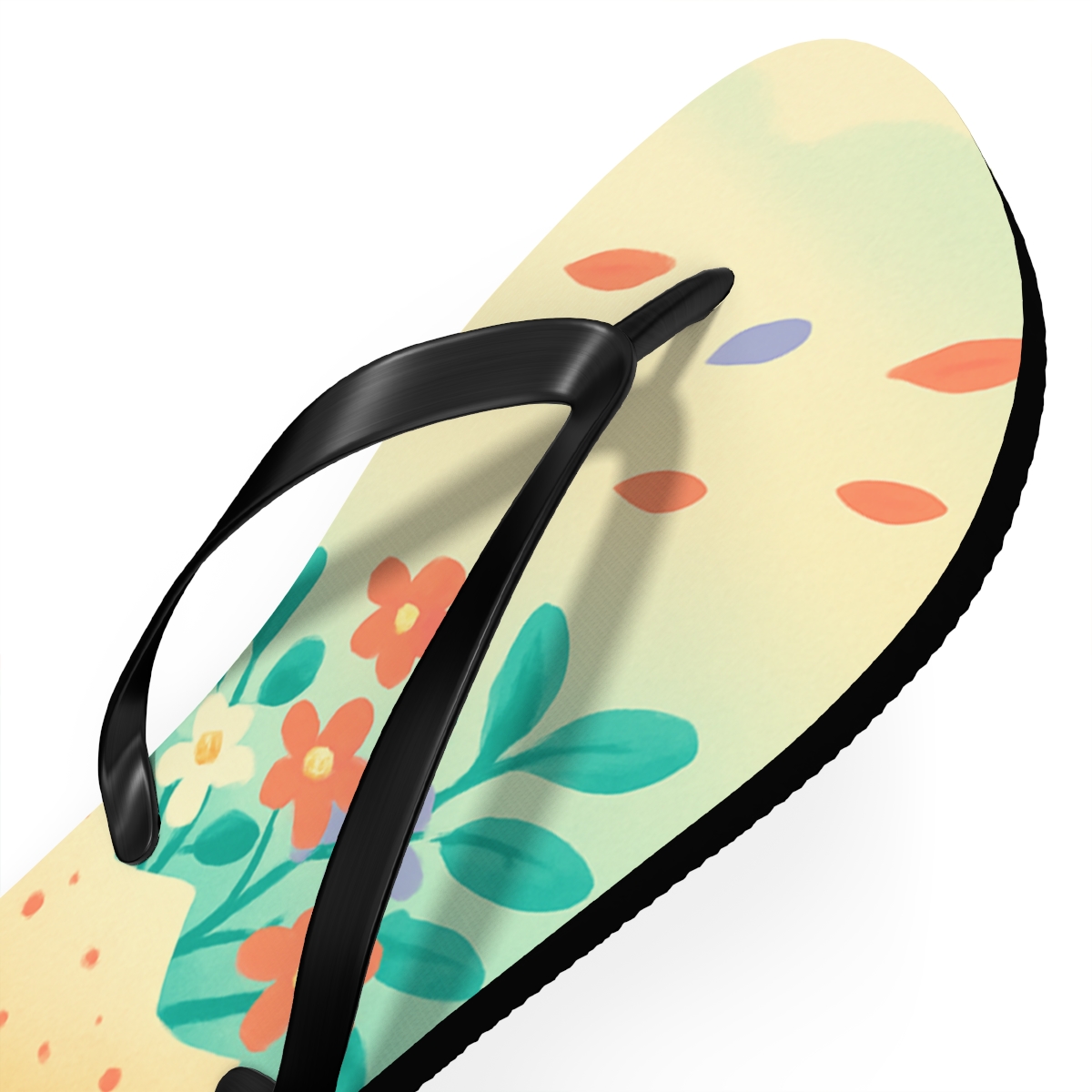 Spring Eggshell Blossom Parade designer logo flip flops