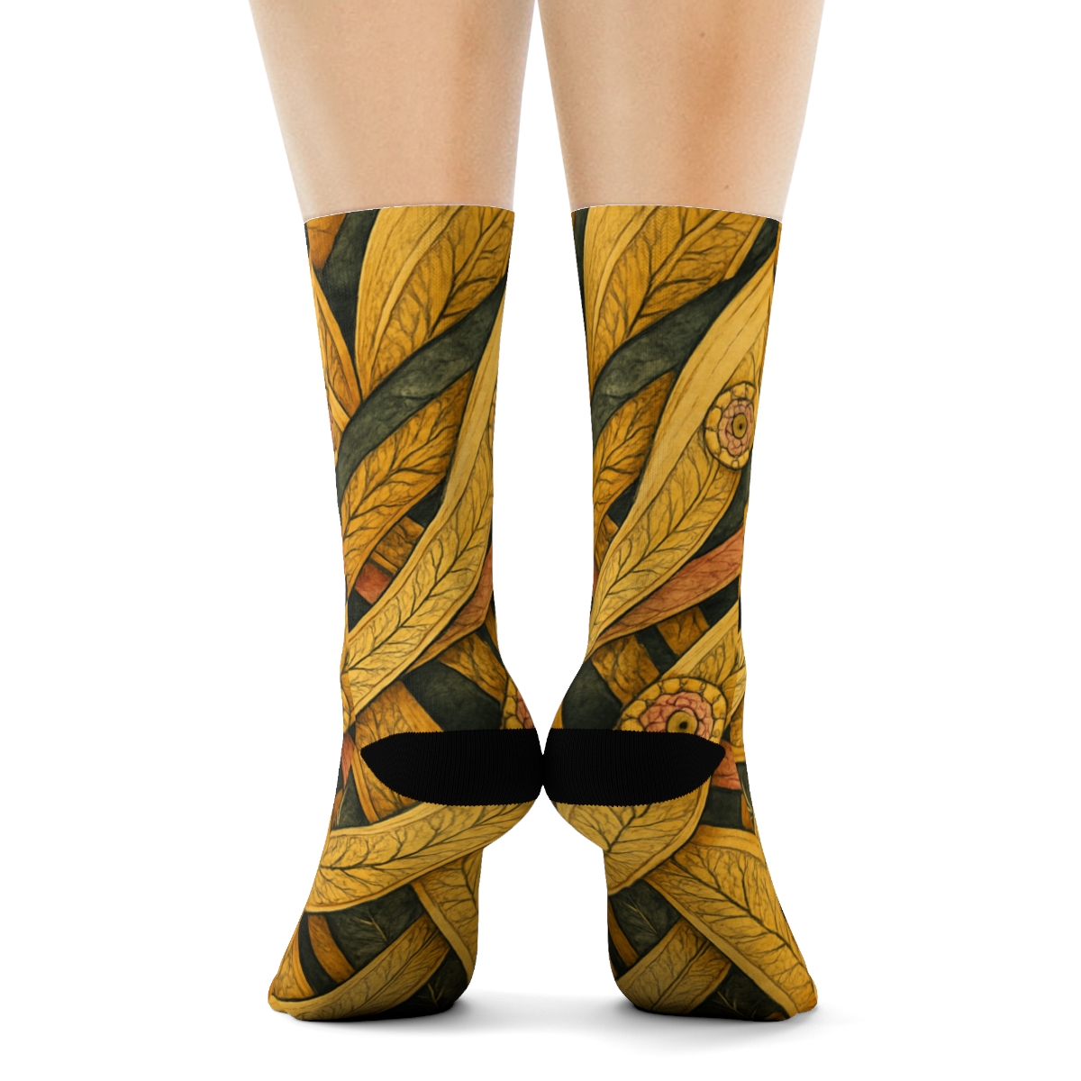Marigold Fractal Vein Weave personalized cozy socks
