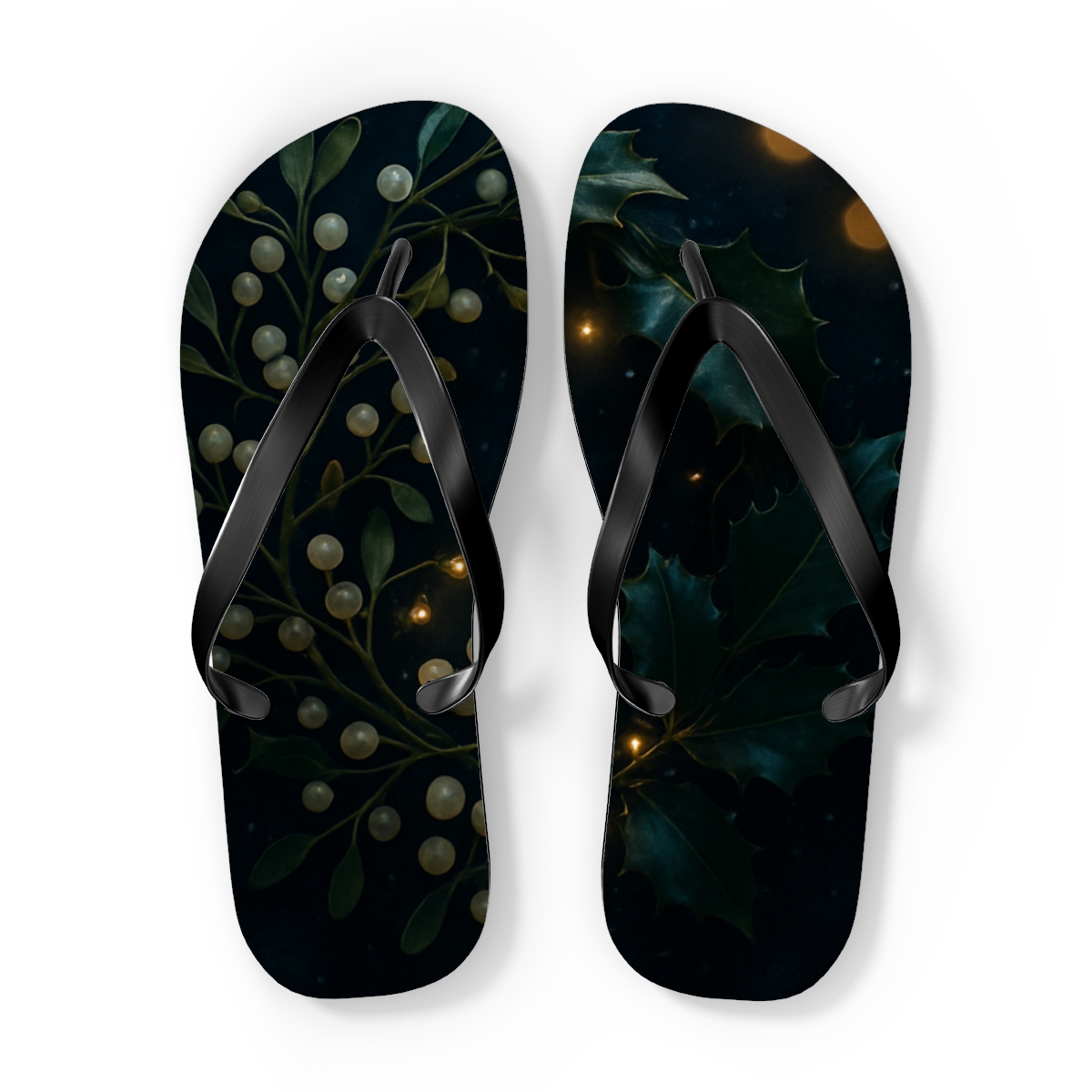 Mistletoe Velvet Night trendy printed flip flops