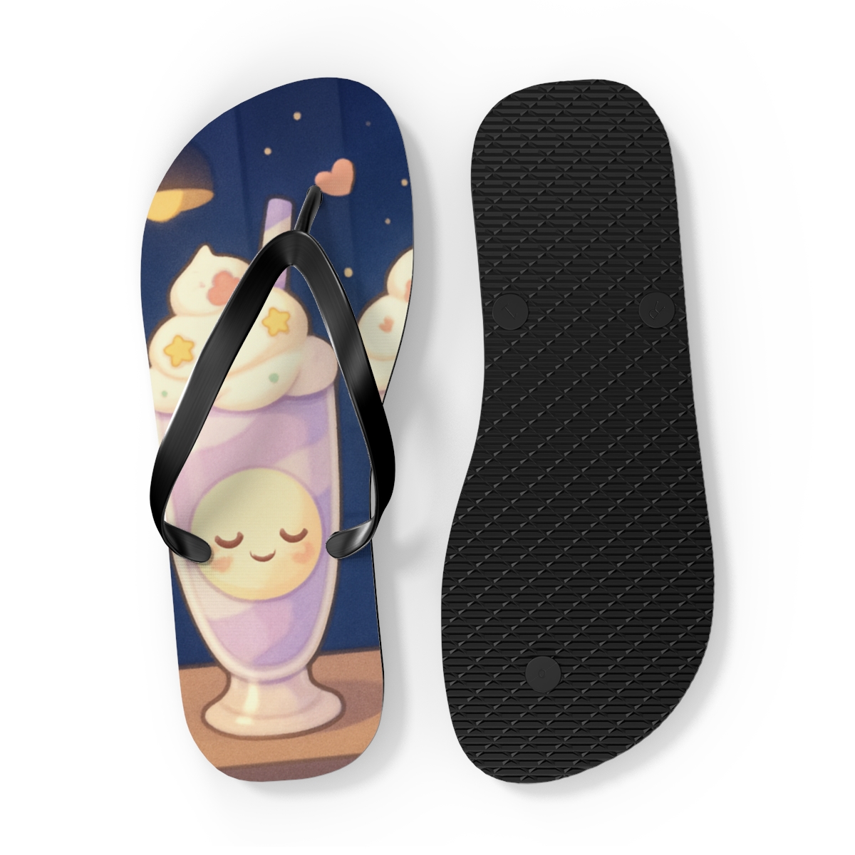 Sleepy Moon Milkshakes trendy printed flip flops