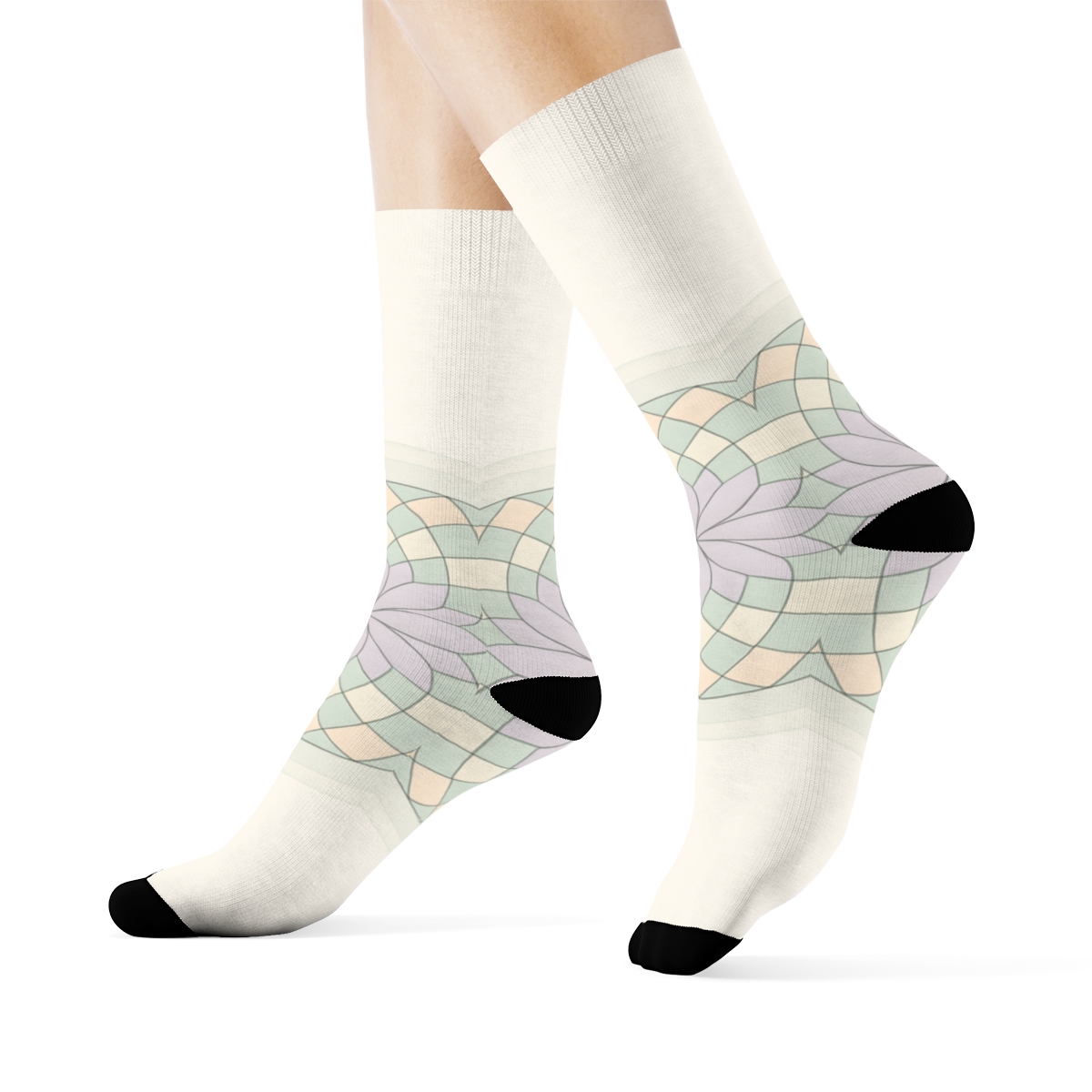Pastel Prism Ripple Mandala sports performance socks