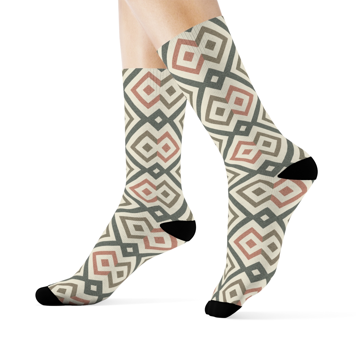 Nested Diamond Step Gradient Tiles stylish patterned socks