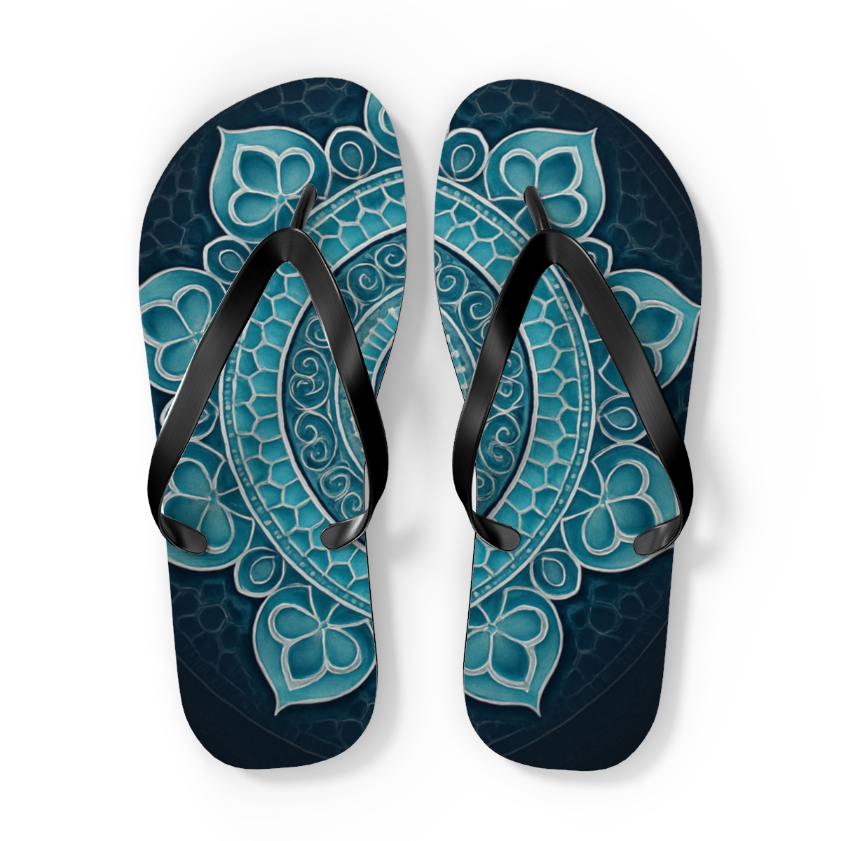 Iridescent Lattice Rosette unique graphic flip flops