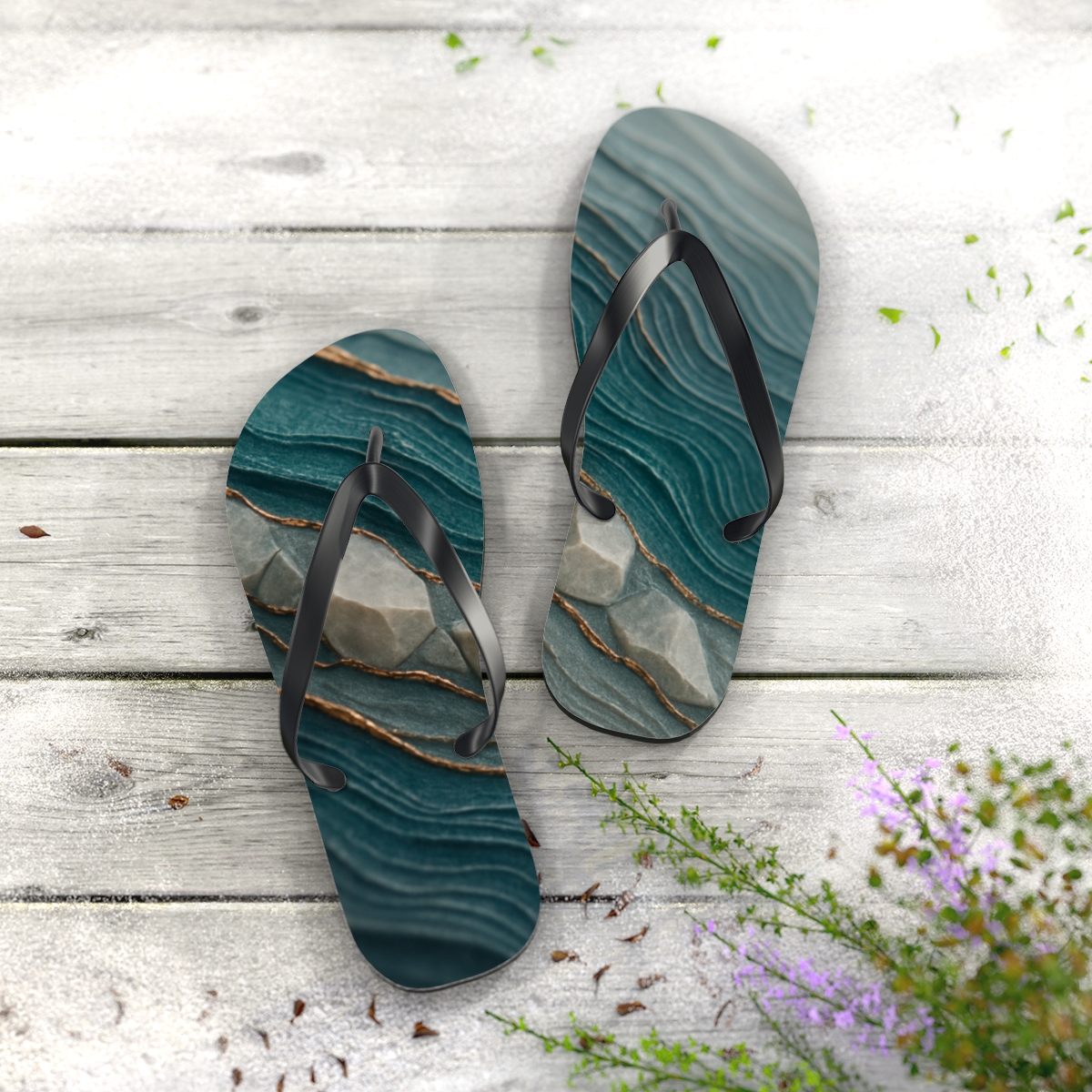 Mineral Facet Tide Weave unique graphic flip flops