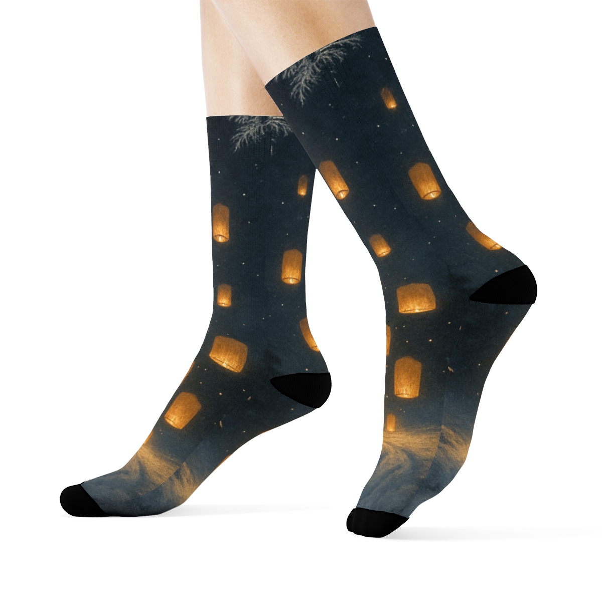 Midwinter Lantern Drift trendy colorful socks