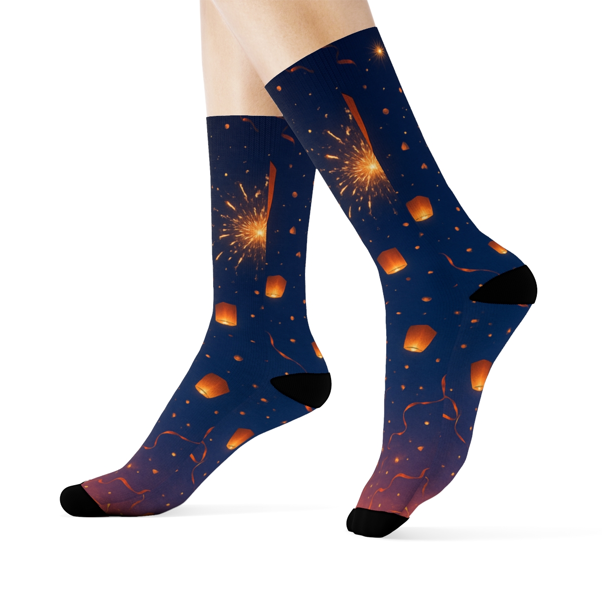 Lantern Sky New Year Drift unique printed sockscustom socks