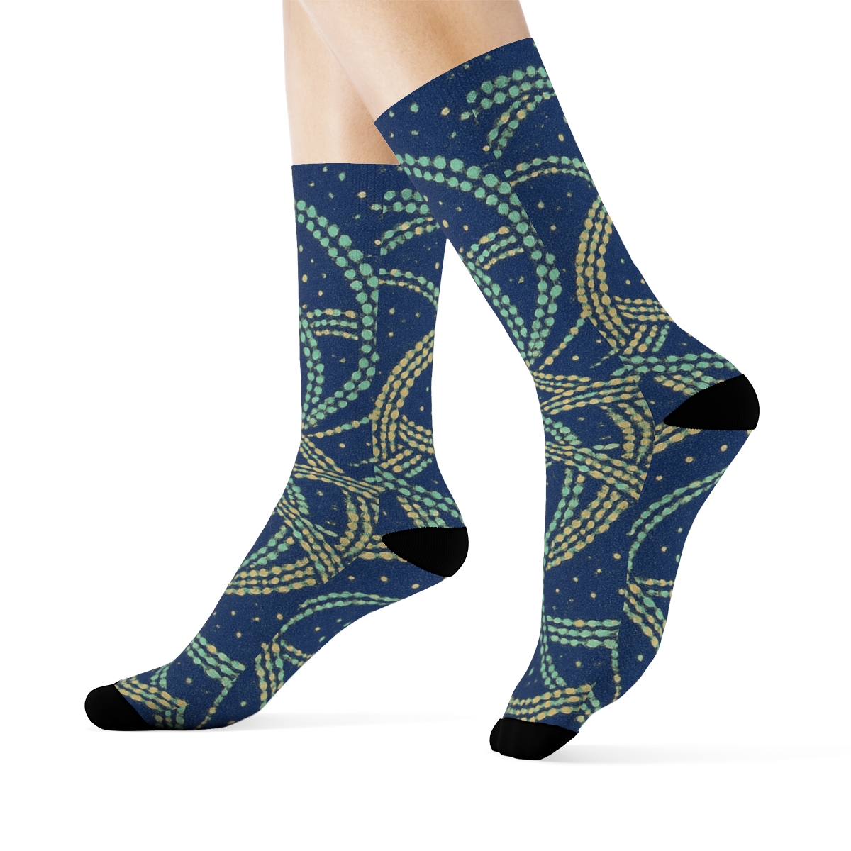 Meditative Indigo Spiral Crew Socks