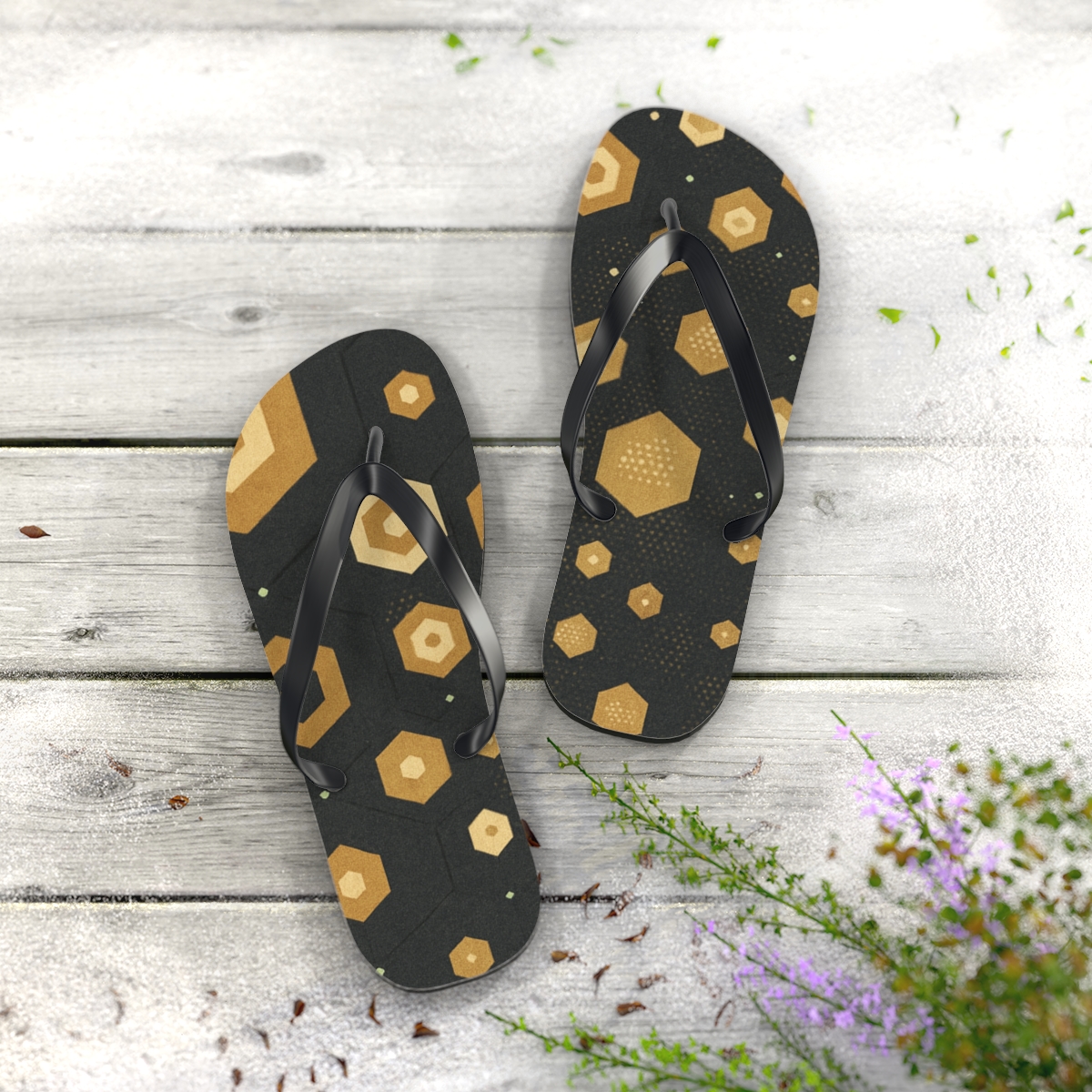 Fractal Hex Drift Quilt comfortable casual flip flops