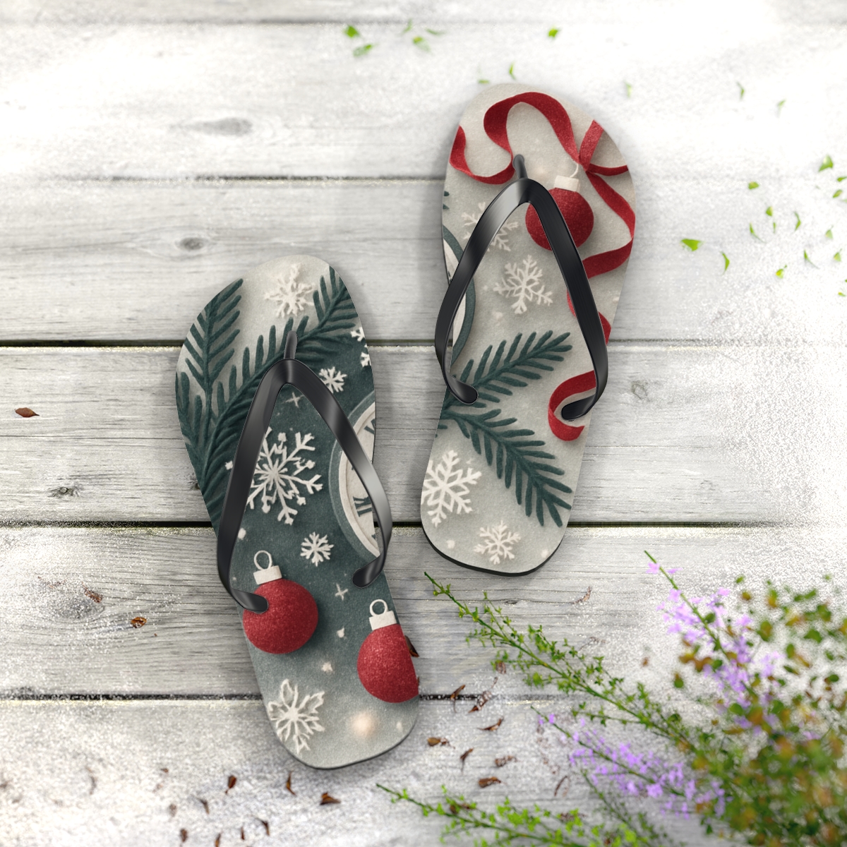 Frosted Evergreen Countdown Collage stylish summer flip flops