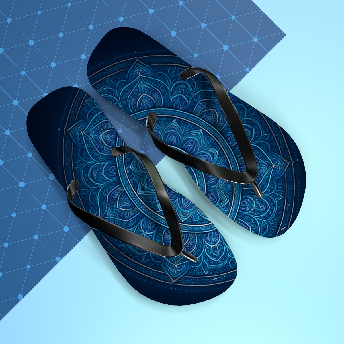 Prismatic Orbit Filigree Mandala custom flip flops