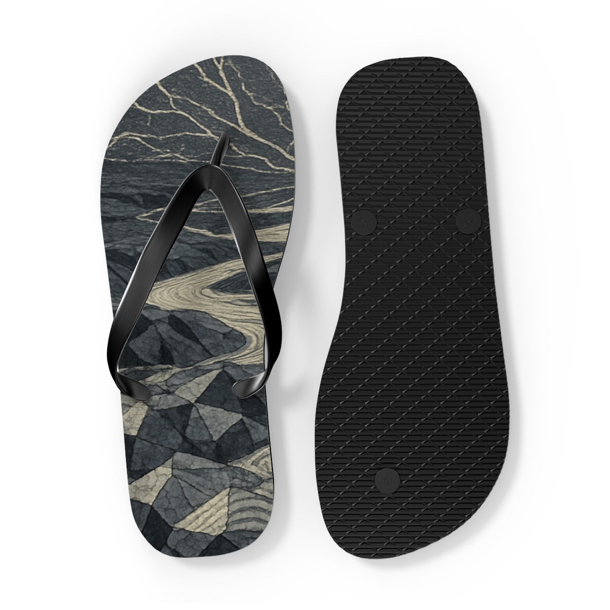 Vein And Ripple Mosaic soft sole flip flops