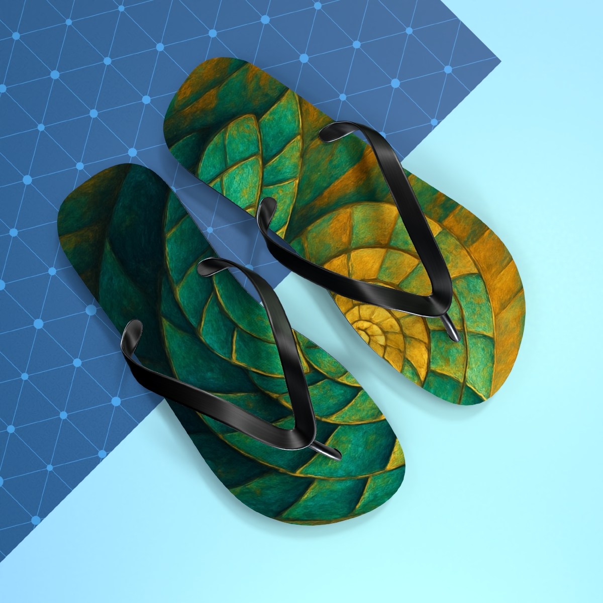 Golden Spiral Shores Flip Flops