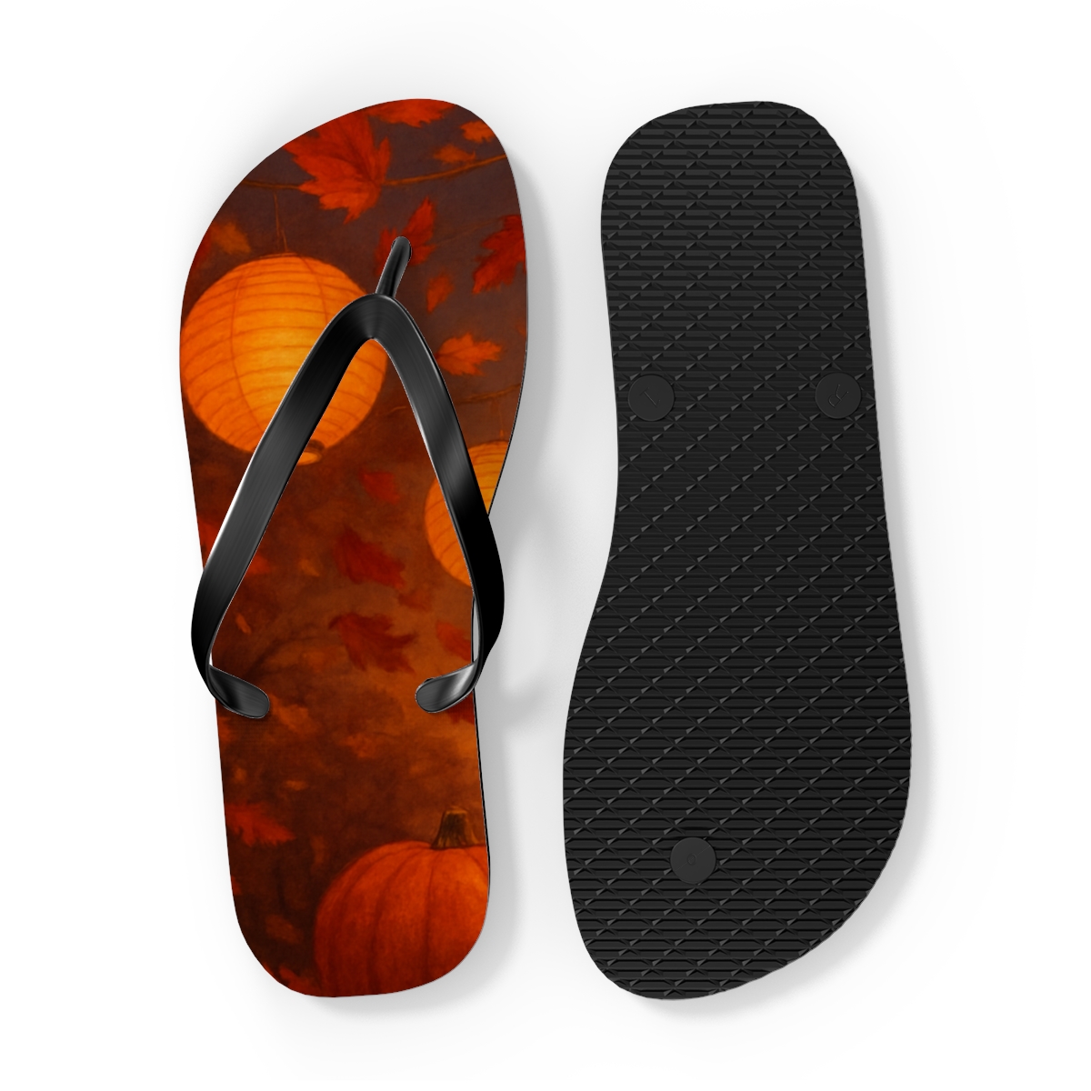 Autumn Lantern Harvest Glow designer logo flip flops