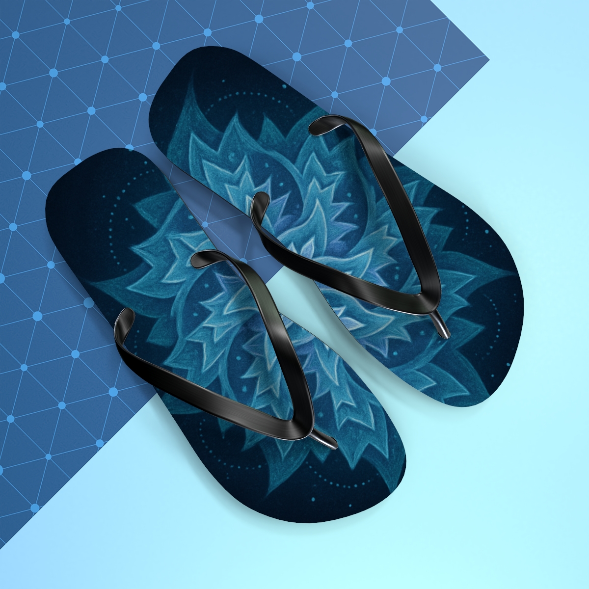 Stellar Spiral Rosette designer logo flip flops