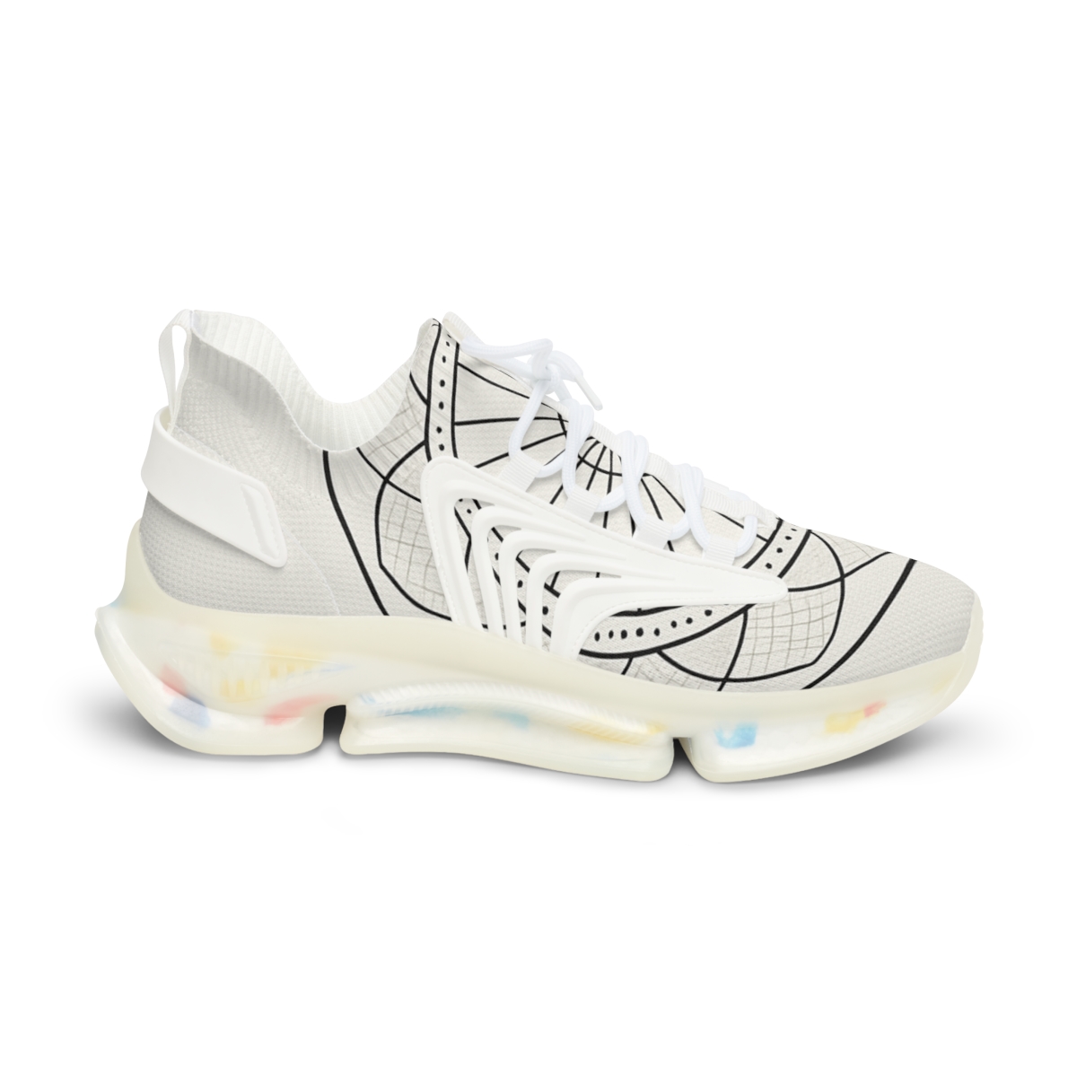 Monochrome Orbital Lattice Mandala stylish casual sneakers