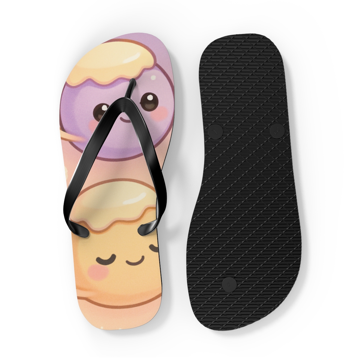 Pastel Planet Pudding Parade colorful rubber flip flops