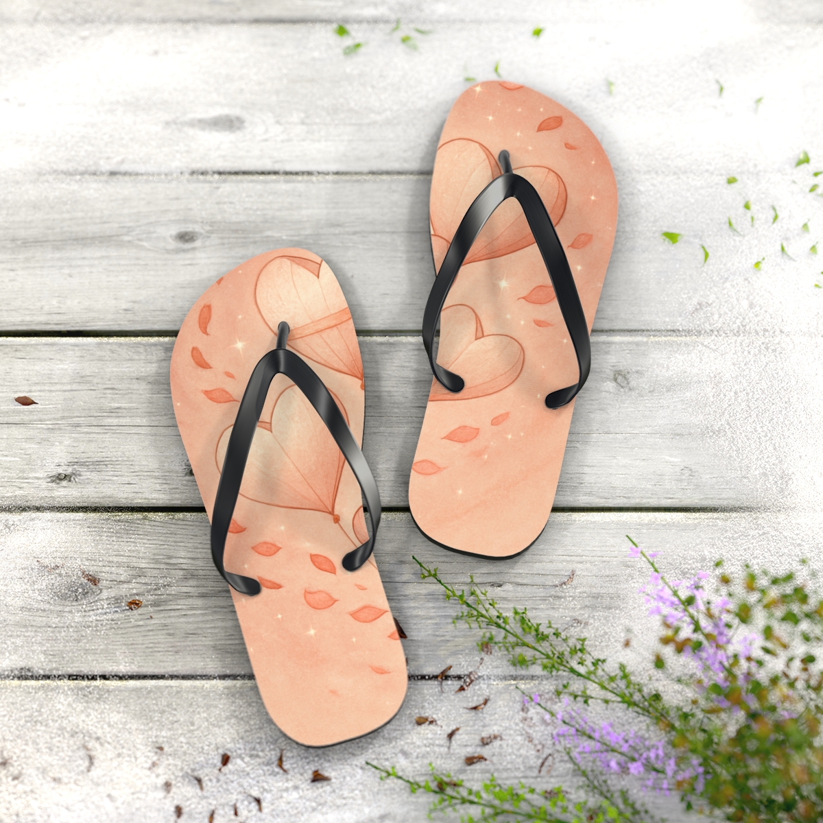 Lantern Bloom Valentine colorful rubber flip flops
