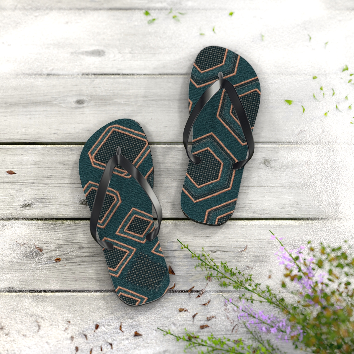 Hypnotic Wave Pattern Flip Flops