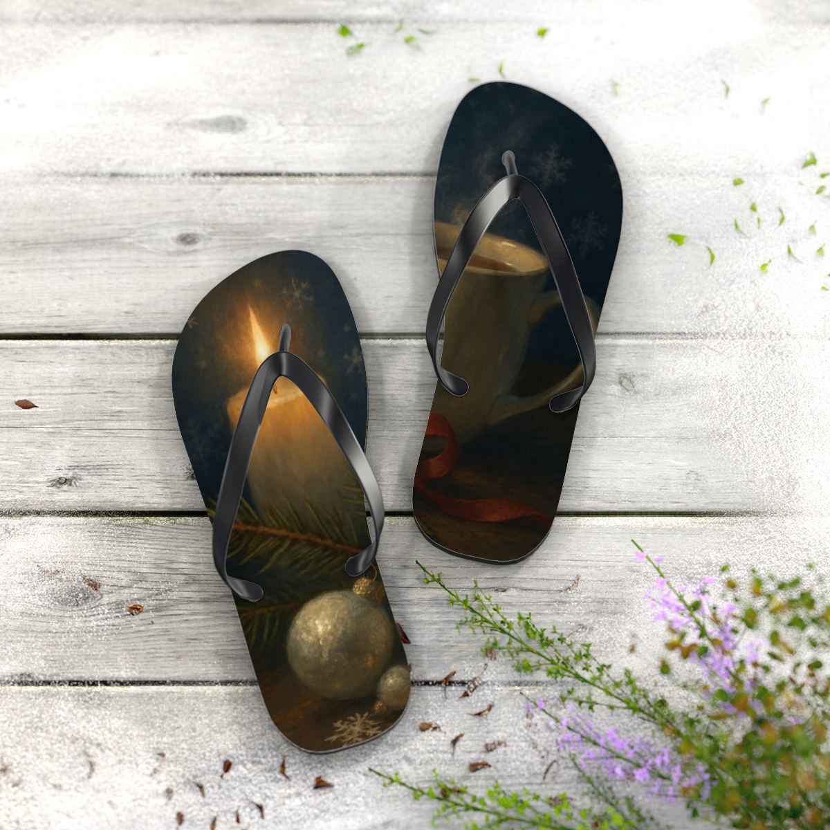 Hearthside Winter Ornament Drift soft sole flip flops