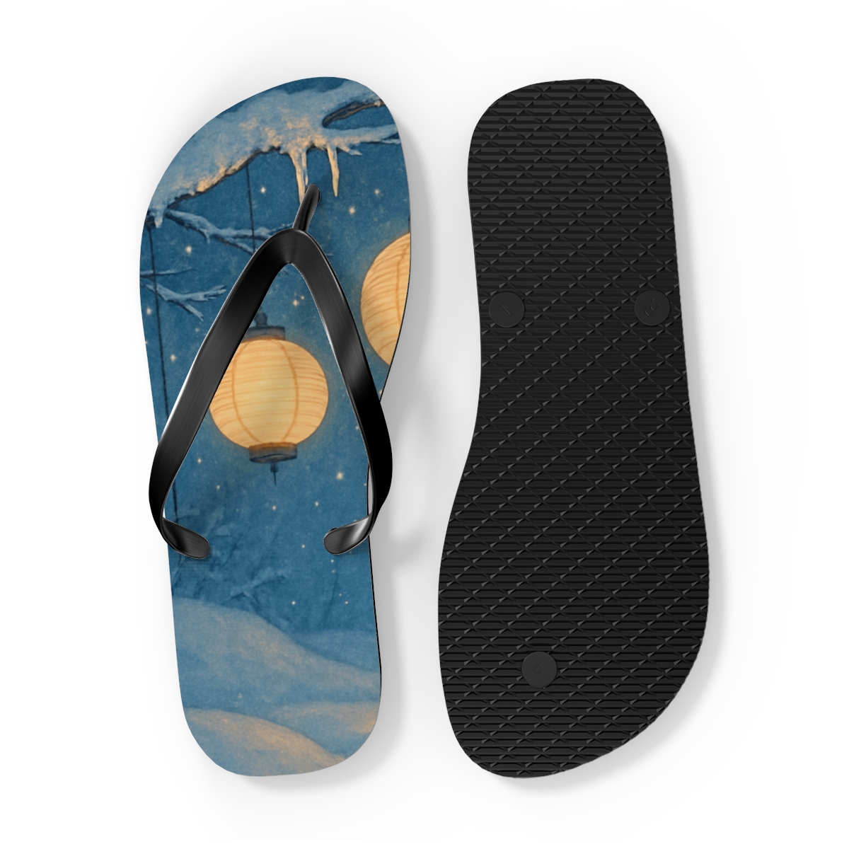 Winter Lantern Starlight colorful rubber flip flops