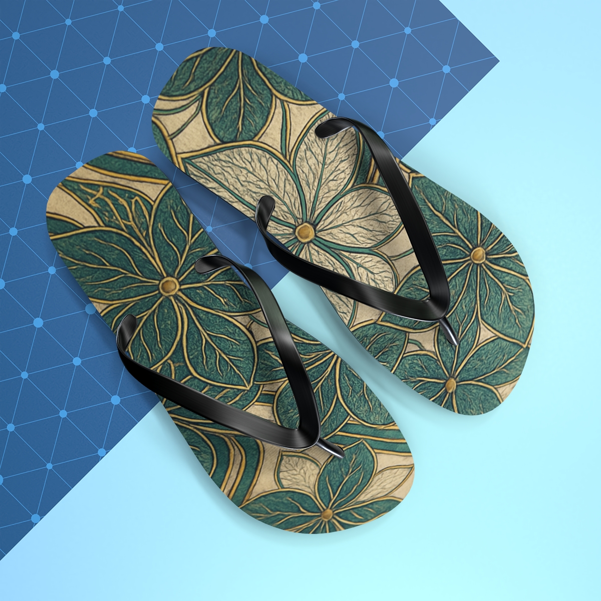 Petal Vein Mosaic designer logo flip flops