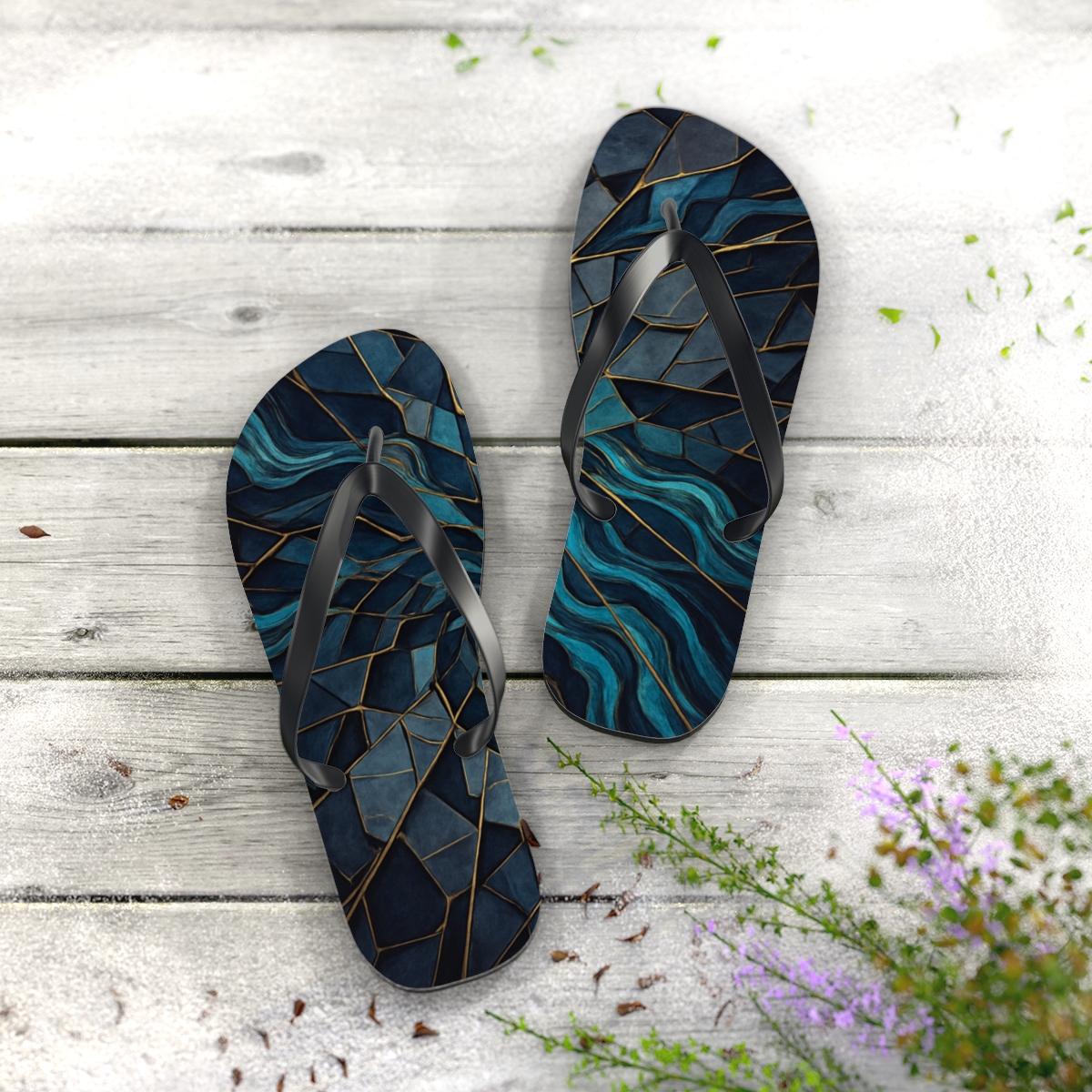Ocean Currents Mosaic Flip Flops