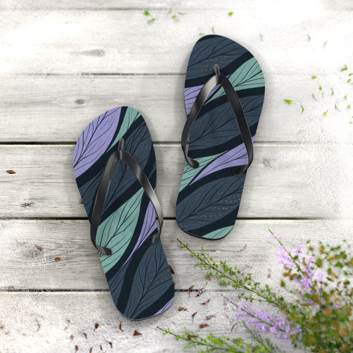 Orchid Sinewave Vein Weave designer logo flip flops