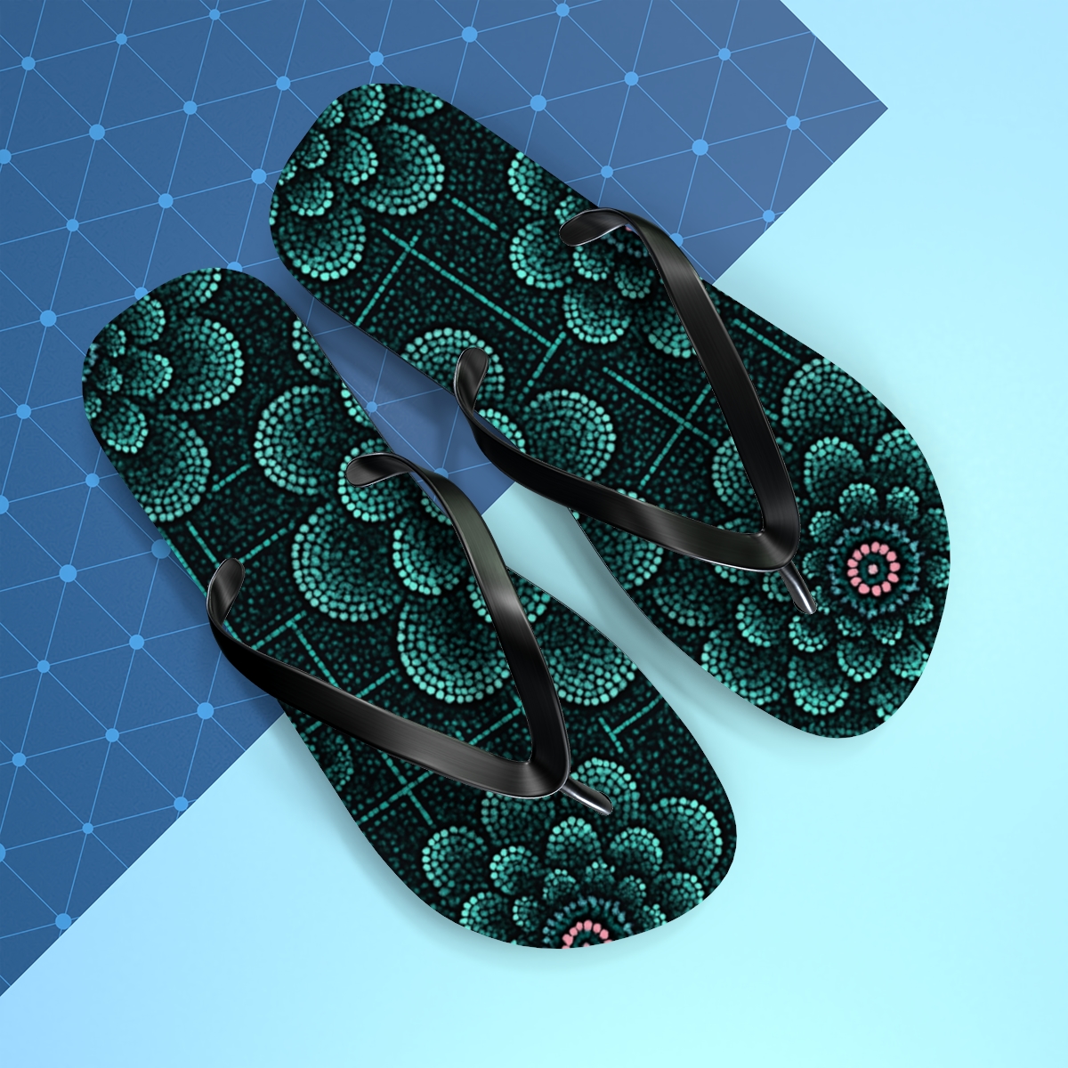 Ranunculus Dot Bloom Circuit trendy printed flip flops