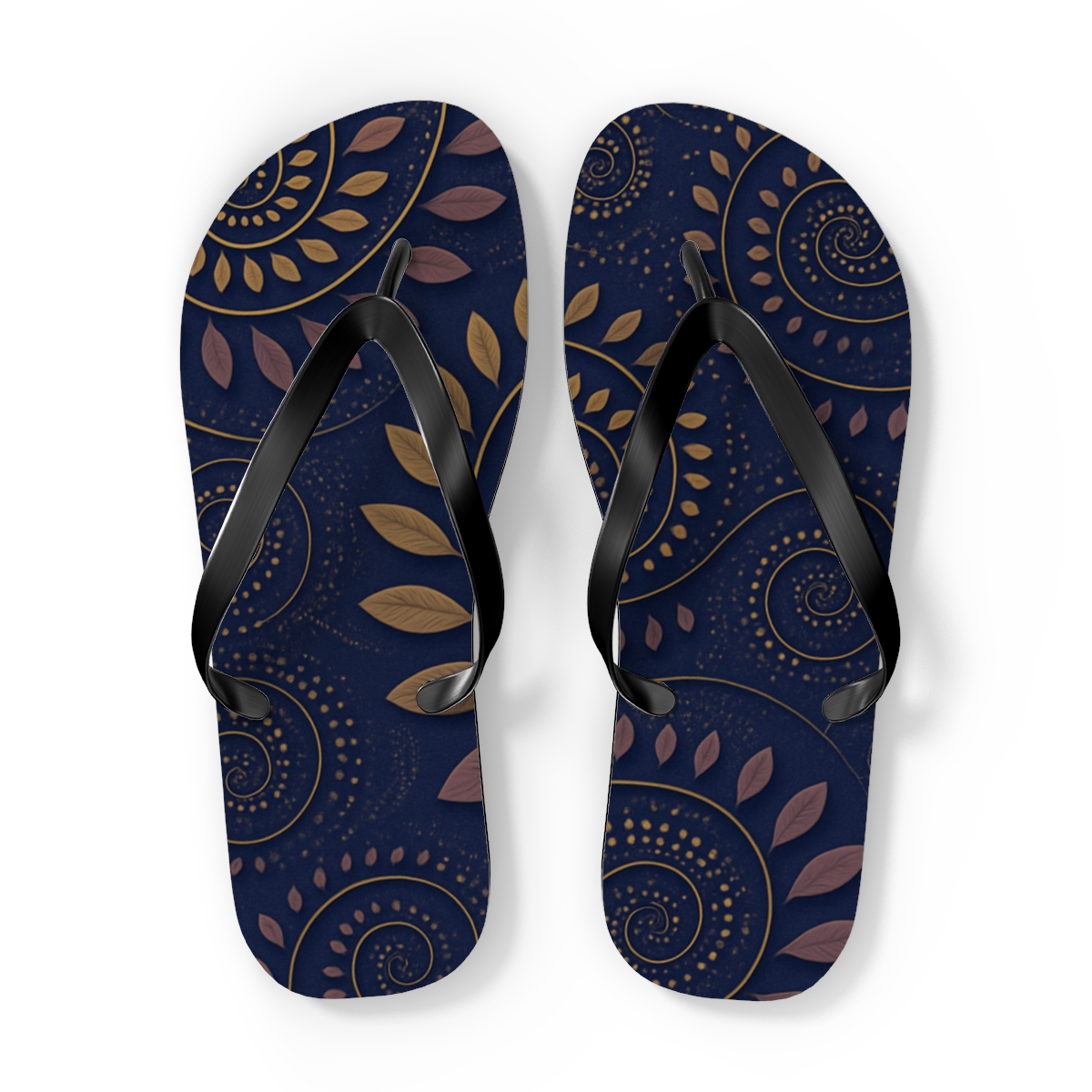 Spiral Petal Mosaic personalized beach flip flops