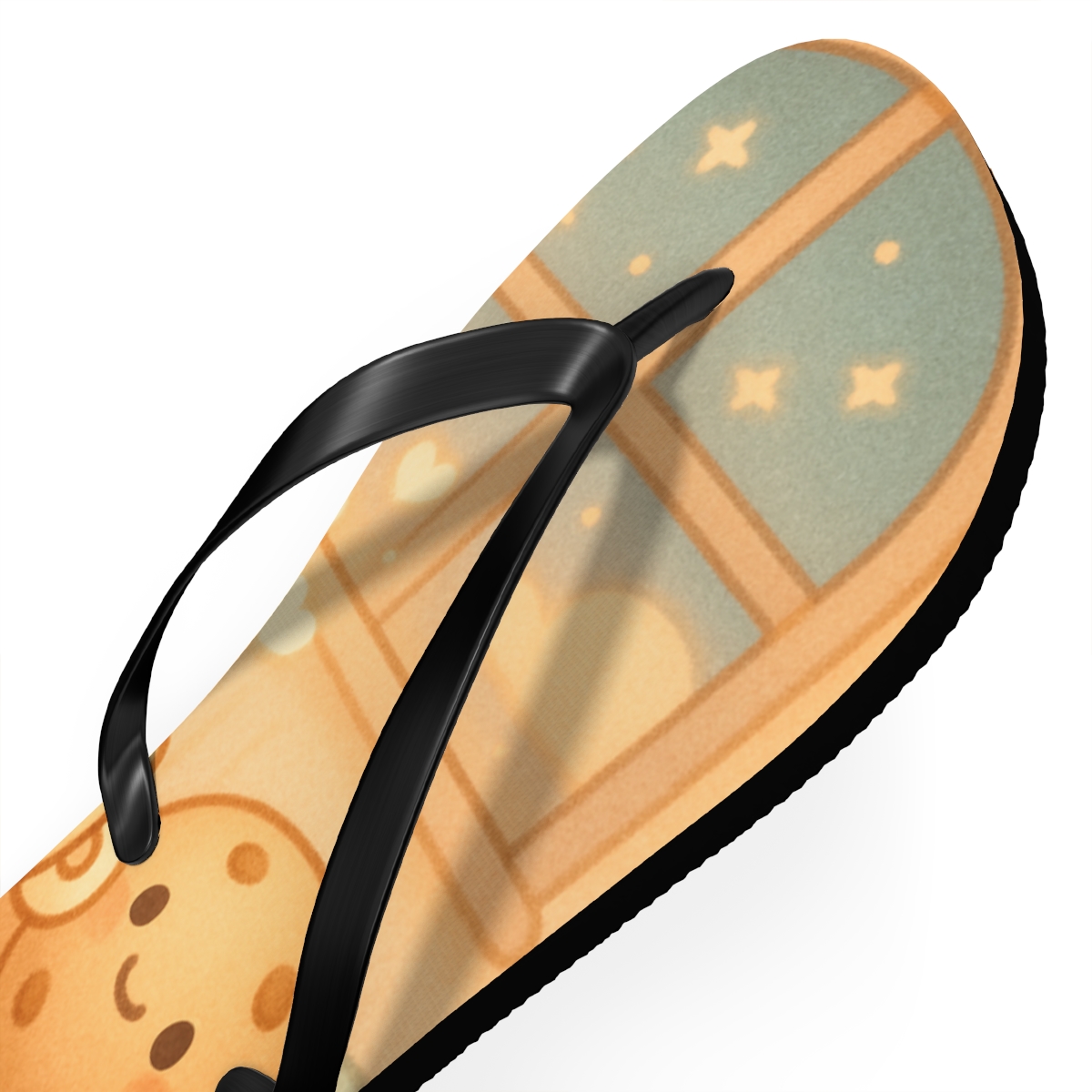Sleepy Moon Tea Time Buddies designer logo flip flops