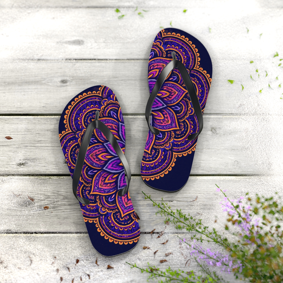 Chromatic Orbit Rosette comfortable casual flip flops