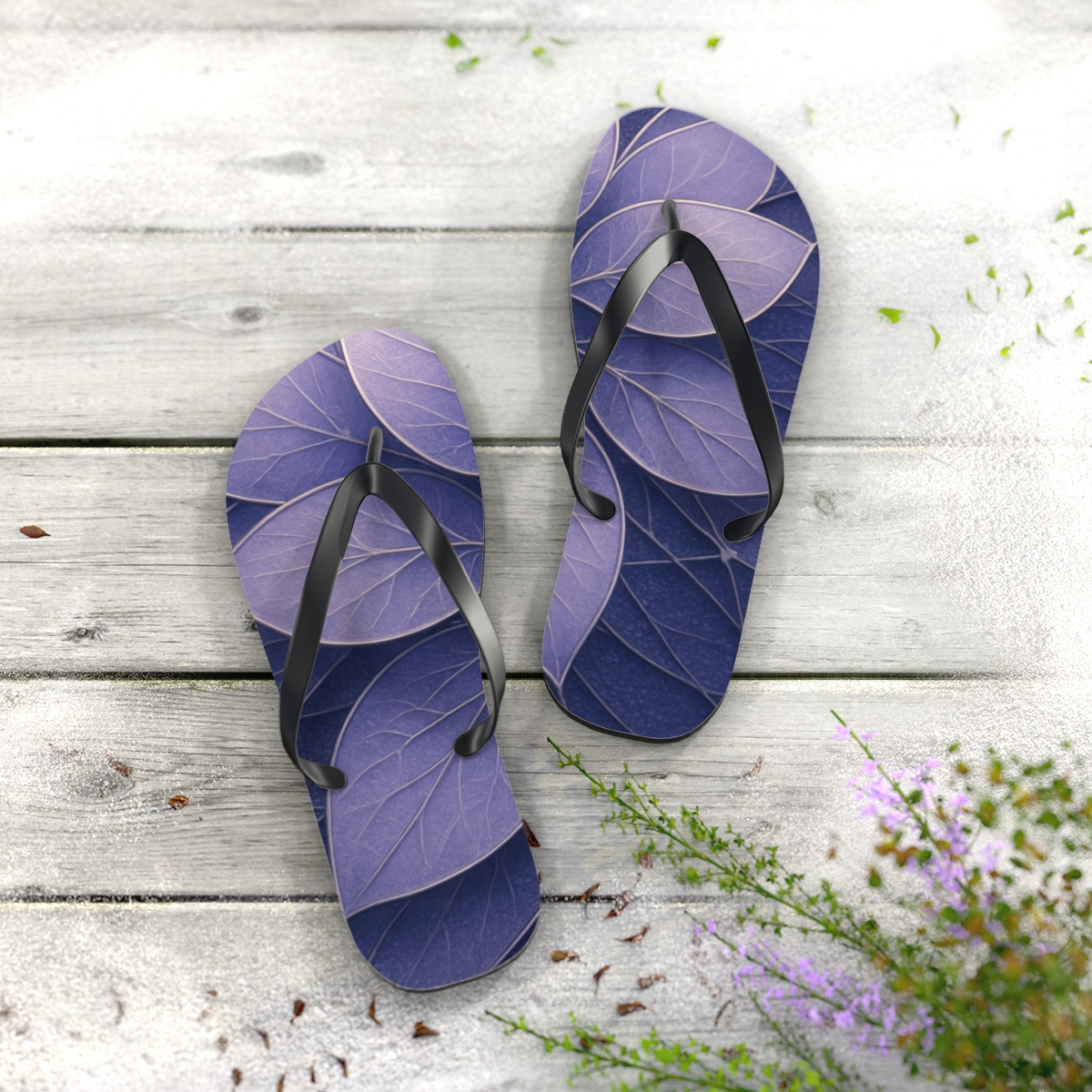 Petal Vein Lattice unique graphic flip flops