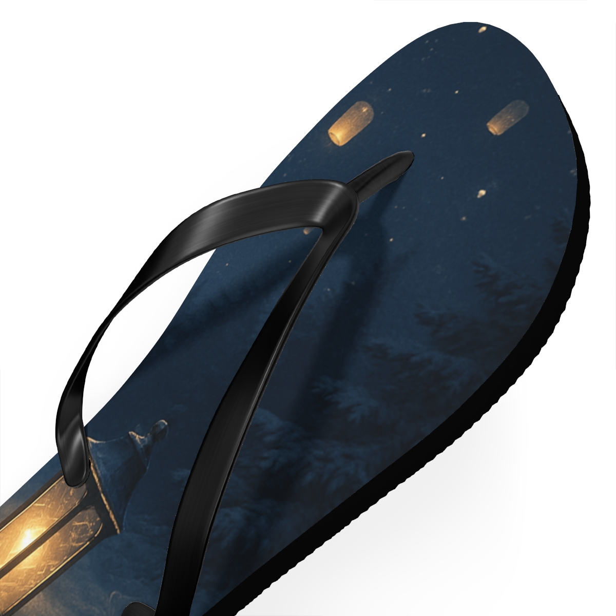 Frost Lantern Solstice Night designer logo flip flops