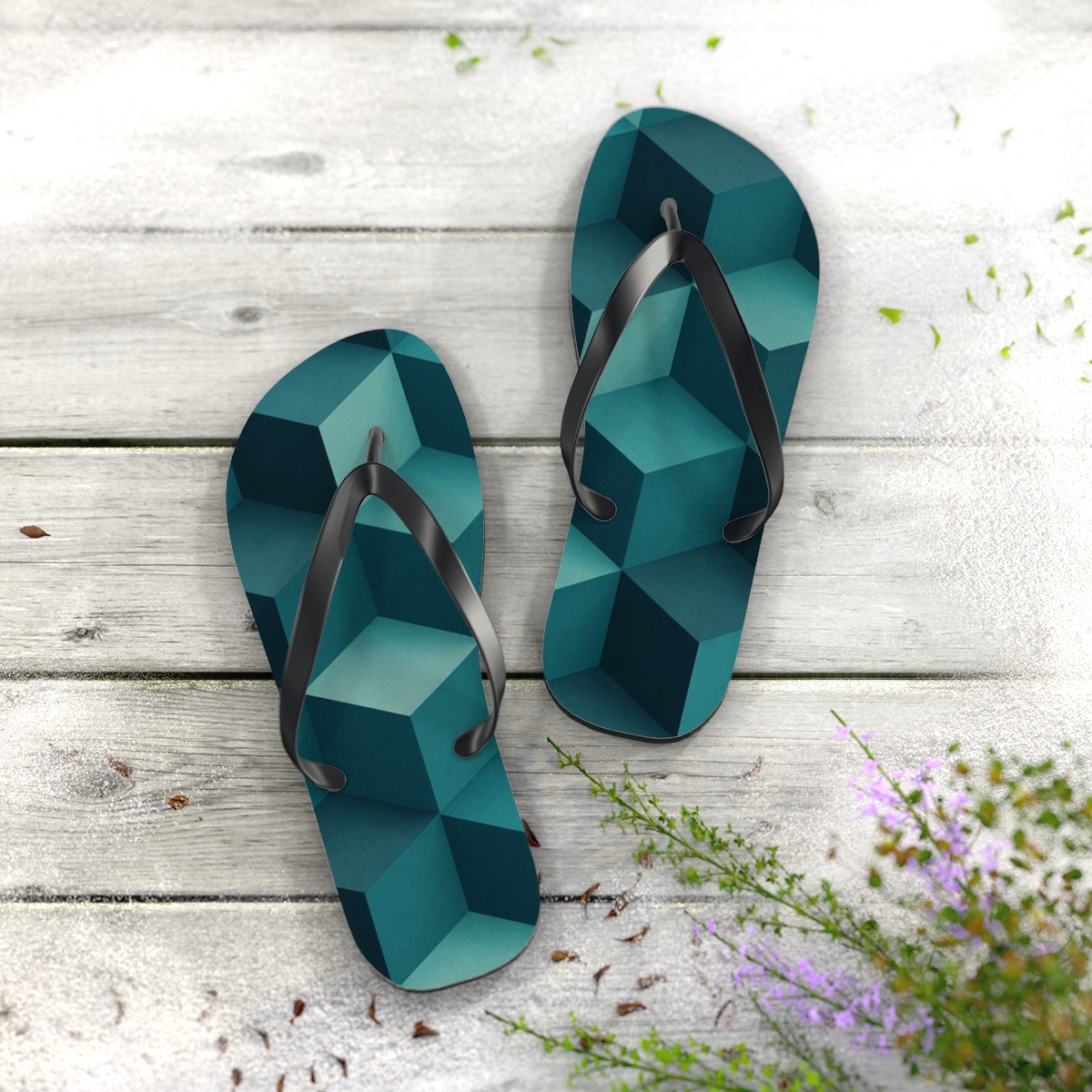Hex Prism Drift Tiling trendy printed flip flops