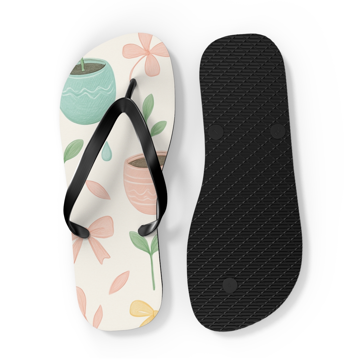 Spring Equinox Eggshell Garden Pattern trendy printed flip flops