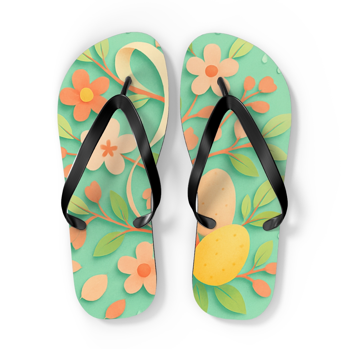 Spring Equinox Ribbon Garden unique graphic flip flops