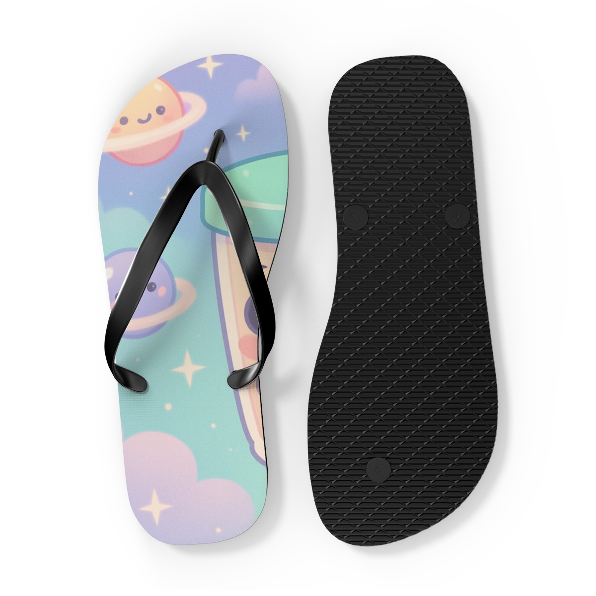 Cosmic Bubble Tea Constellation personalized beach flip flops