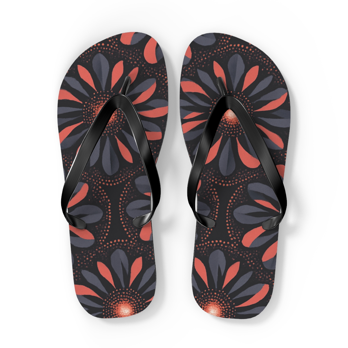 Cosmic Peony Starburst Array colorful rubber flip flops