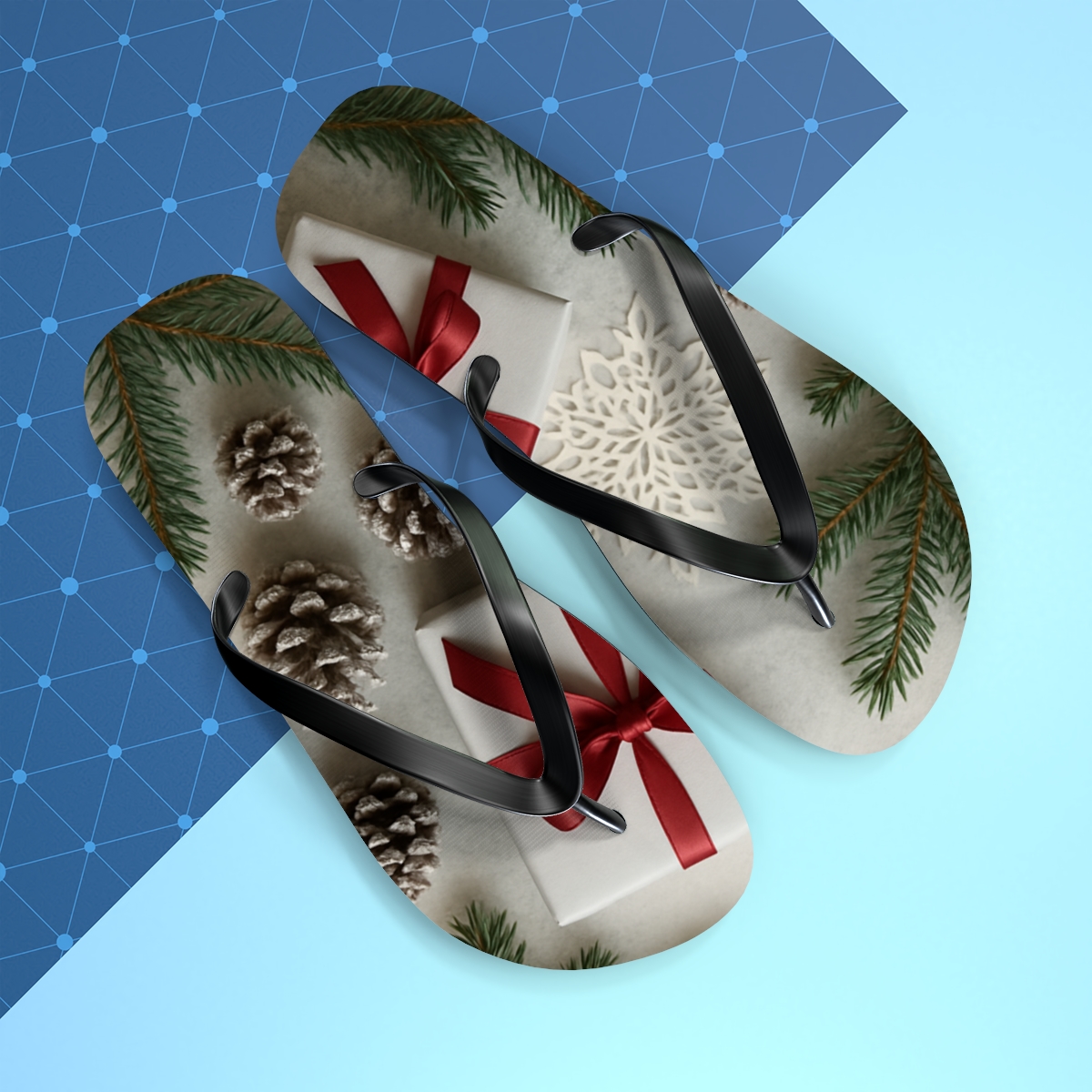 Frosted Evergreen Giftwrap Dream unique graphic flip flops